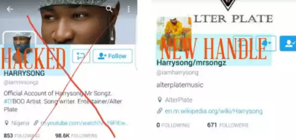 Harrysong Loses Twitter Account To Hackers Again